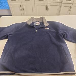 VTG PUMA  Denver Broncos Fleece XL Blue Pullover Quarter Zip Mock Neck